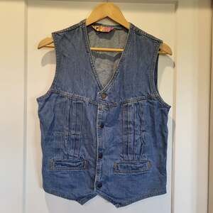 80s 90s Y2K New! From Ely Vintage Denim Button-Down Vest Size Medium